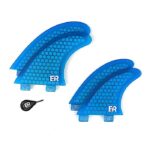 fiberglass quad double tab honeycomb fin set with fin key blue
