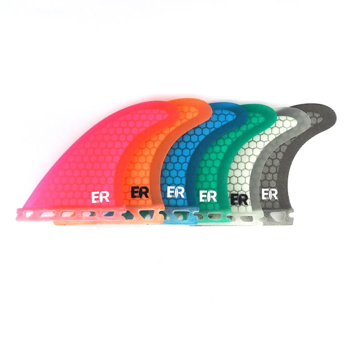 fiberglass single tab honeycomb fins lined up to show all colors