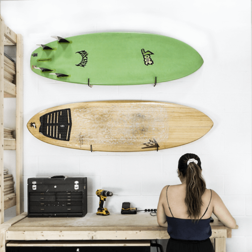 surfboards hanging horiztonal